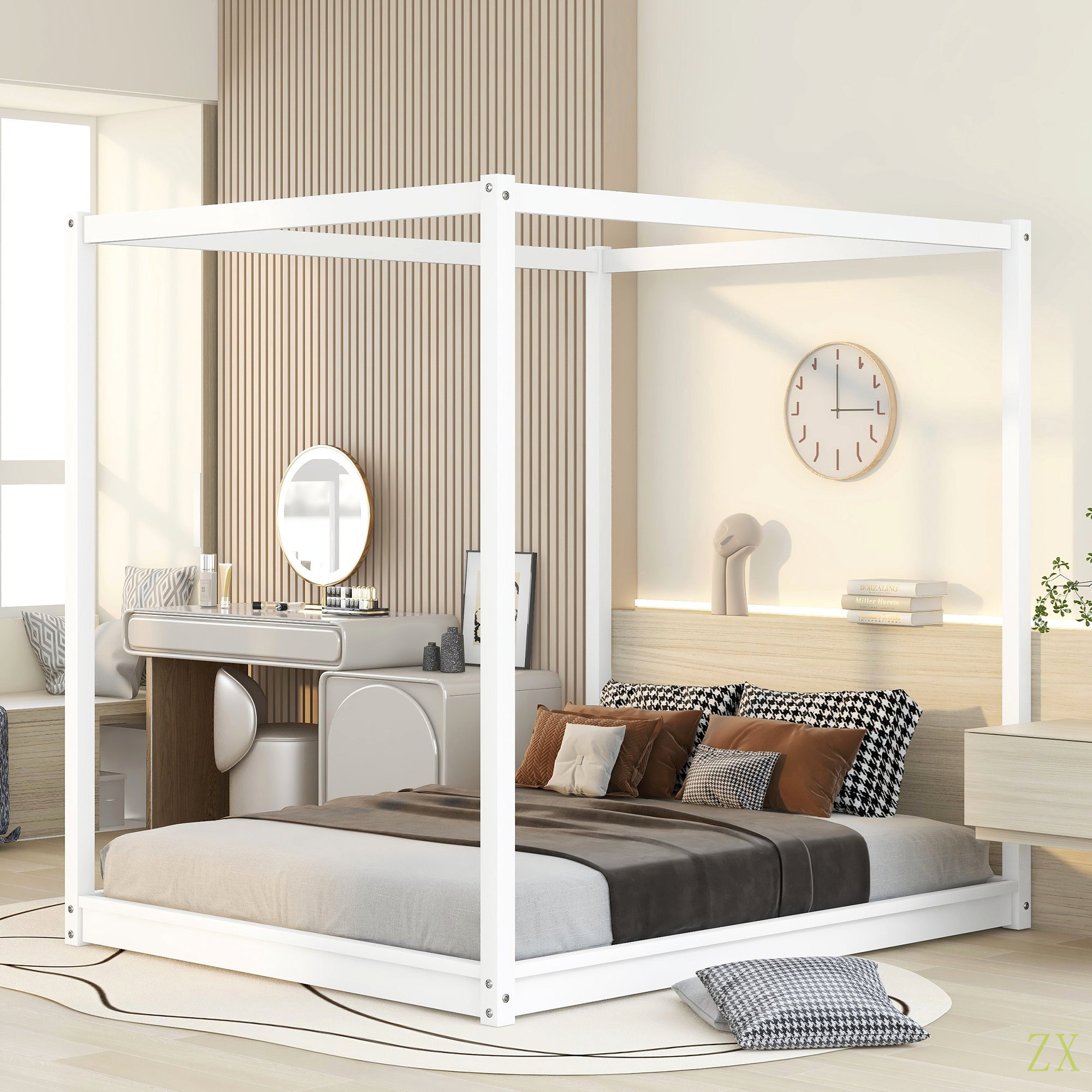 George Oliver King Size Canopy Platform Bed With Support Legs